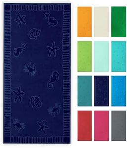 ZOLLNER Serviette de Plage - Serviette agréable pour la Peau et très absorbante en 100x200 cm - Lavable jusqu'à 60°C - Coton - Bleu - Motifs d'animaux Marins tissés - certifiée Oeko Tex®