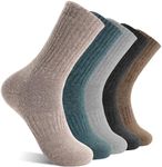 MOGGEI Womens Merino Wool Socks for Hiking Winter Warm Thick Thermal Crew Cozy Cabin Ladies Gift Comfy Boot Work Socks 5 Pairs(Assorted K(5 Pairs))