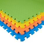 Amazon Brand - Symactive 12mm Kids Interlocking Play Exercise Mat with EVA Foam Interlocking Tiles (Set of 4, Each Tile Size 2 x 2 Ft, 12mm Thickness, Multicolor)