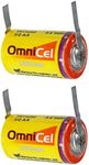 2x OmniCel ER14250 3.6V 1/2AA Lithium High Energy Battery w/Tabs For Patient Monitoring, Oxygen Concentrators, RFID Tracking, Asset Tracking, Theft Prevention, Locator Beacons, Data Collection