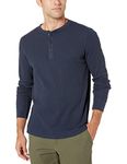 Amazon Essentials Men's Regular-Fit Long-Sleeve Waffle Henley Shirt, Navy, L