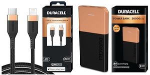 Duracell Powerbank 20000mh with Series 3 - C to Lightening Cable