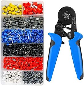 HASTHIP® Ferrule Crimping Tool Kit,Self-Adjusting Square Wire Crimper Plier for AWG23-7 with 1200PCS Red Copper Wire End Terminals,Sleeves Ferrule Ratchet Wire Crimping Tool-Ferrule Crimper Kit