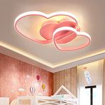 FUMIMID LED Dimmable Ceiling Light Heart Shaped Ceiling Lamp Modern Living Room Lamp with Remote Control Metal Chandelier for Kids Room Boys Girls Bedroom Decoration Pendant Lighting,Pink,50cm