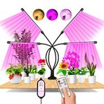 EWEIMA Grow Lights for Indoor Plants, 80 LEDs led Grow Lights Full Spectrum, 4 Heads Plant Light with 10 Dimmable Levels, Auto 4/8/12H Timer, 3 Lighting Modes, 360°Adjustable Gooseneck