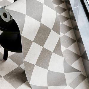 auxua Peel and Stick Floor Tile, Caramel‌ Checked Pattern Continuous Vinyl Roll Flooring – 15.7'' x 19.68 ft Roll Covers 25.83 sq. ft, Effortless Alignment, Seamless Look Design for Bathroom, Kitchen