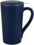 Tea Cup with Infuser and Lid, 20oz Tea Mug with Handle for Steeping Loose Leaf Tea, Dishwasher and Microwave Safe, Ceramic Tea Strainer Cup Gifts for Tea Lovers - Blue
