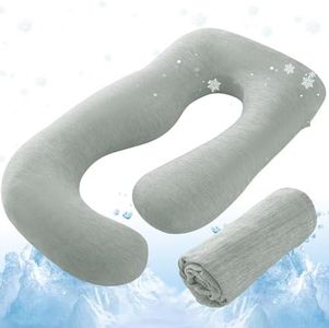 Sasttie Cooling Pregnancy Pillow Cover, 57-inch U Shaped Pregnancy Pillow Case, Fits 55 to 57 Inch Maternity Pillow, Light Grey (No Pillow Insert)