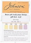 JOHNSON BEER pH INDICATOR STRIPS (pH 4.6-6.2) HOMEBREW