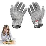 1 Pairs Cut Resistant Gloves, BetterJonny High Performance Level 5 Protection Food Grade Safe Cut Resistant Gloves for Cooking Carving and Gardening for 5-8 Year Olds, XXS