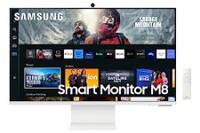 SAMSUNG 32-Inch 4K UHD 60Hz 4ms High Resolution Smart White Computer Monitor with Smart TV Apps, Mobile connectivity, Slimfit Camera Included, Alexa Built-in - (LS32CM801UNXZA) [Canada Version] (2023)