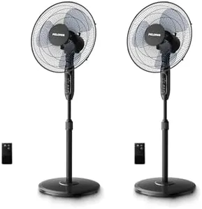 PELONIS 16’’ Oscillating Pedestal Standing Fan with Remote Control 2 Packs, 3 Speeds Settings 7H Timer Ultra Quiet Adjustable Heights for Bedroom, Living Room, Home and Office