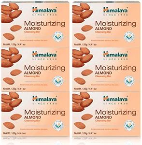 Himalaya Moisturizing Almond Cleansing Bar, Body Soap to Moisturize and Sooth the Skin, Hypoallergenic, Dermatologically Tested, 4.41 oz, (125 g), 6 Pack