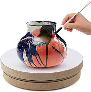 Falling in Art 12" Banding Wheel, Wood Turn Table Sculpting Wheel for Pouring, Painting, Spraying - Round Lightweight Sculpting Stand Wood Base for Detailed Display/Cake Decorating