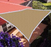 GREEN DECOR - HDPE Fabric Cotton Webbing Sun Shade Sails 85-90% Protection from Sun & UV Rays Ideal for Car Parking, Outdoor Garden, Balcony, Patio (Beige Color, 10 X 12 Feet) Pack of 1 Piece