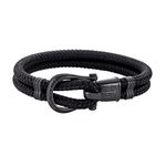 PAUL HEWITT Phinity Men's Shackle Bracelet - Nylon Bracelet Men (Black), Men's Bracelet with Shackle Clasp Made of IP Stainless Steel (Black), 17 cm, Nylon, Without Stone