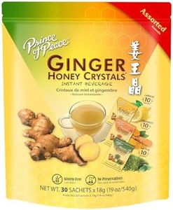 Prince of Peace Instant Ginger Honey Crystals in Assorted Flavors, Turmeric, Lemon, and Matcha, 30 Sachets – Instant Hot or Cold Beverage that Soothes Throat – Easy to Brew – Tea Drink – Gluten Free –