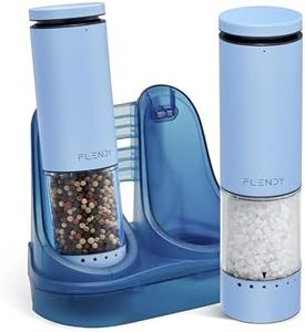 Flendy Electric Salt and Pepper Grinder Set Rechargeable, Automatic Salt and Pepper Grinder Set with Oversized Top Button, Stainless Steel Electric Salt and Pepper Shakers Set
