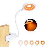 Clip On Reading Light,Rechargeable 16 LED Amber Desk Lamp, 5 Brightness Book Light,Touch Control Dimmable Reading Lamp with Bed Lights for Headboard, Gentle Night Light