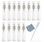 Elfenstal- 25pcs Clear 5ml 1/6oz Glass Atomizer Bottle Spray Refillable Perfume Empty Bottle Glass Clean Cloth for Travel Party Must Makeup Tool Free 3ml Dropper Pipette