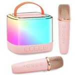 Xiwoa Karaoke Machine for Kids for Girls and Boys, Portable Bluetooth Speaker with Wireless Microphone for Illusionary Flowing Light, Party, Home KTV, Outdoor;Birthday Gifts(Pink)