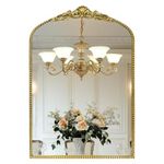 G-LEAF Arched Mirror, Vintage Baroque Mirror 24"X36",Victorian Antique Mirror, Farmhouse Mirror with Gold Ornate Metal Frame for Fireplace Entryway Living Room Hallway Bathroom