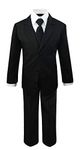 Luca Gabriel Toddler Boys' 5 Piece Classic Fit No Tail Formal Black Dress Suit Set with Tie and Vest - Size 6