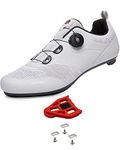 Mens Cycling Shoes Womens Mountain Road Bikes Shoe Compatible with Peloton Bike & Look ARC Delta, Compatible Installation SPD/SPD-L & KEO Cleats Grey 7.5 UK