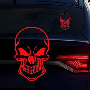 Car Stickers and Decals, Nouiroy 2 Pack Skull Decor for Car Window and Bumper Motorcycle Wall Skull Decal Waterproof Car Styling Sticker Auto Vinyl Sticker Size: 5.1*7.8in, Reflective Red