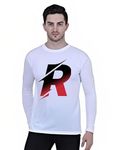 ALNIK Red- Black Letter R Printed Full Sleeve Round Neck T-Shirt for Men