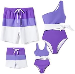 PATPAT Matching Family Swimsuits Mommy and Me Bathing Suits Couple Matching One Piece Swimsuits Purple Colorblock Swimwear Sets for Men XL