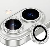 Xfilm for iPhone 16/16 Plus Camera Lens Protector Bling Individual Metal Diamond Ring 9H Hardness Scratchproof Protector, Stylish Phone Accessories, Case Friendly (Silver Diamond)