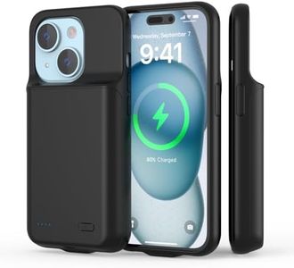 Battery Case for iPhone 15, 6800mAh USB C Charging Smart Extended Charging Case Compatible with iPhone 15 (6.1 inch) Backup Power Battery Pack Charger Rubber Case-Black