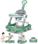 Baby Walker with Wheels 5 in 1 Foldable Activity Center with Mute Wheels Adjustable Heights Anti-Fall Push Walkers for Boys Girls Safe Infant Toddler Walker with Footrest for 6-24 Months