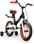 SereneLife Kids Bike with Training Wheels - Toddlers Bicycle w/Adjustable Seat Height, Alloy Steel Frame, Dual Brake System, Full Chain Guard, Reflector, Bell, Kickstand