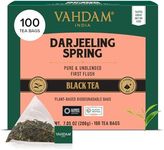 VAHDAM, Exotic Darjeeling First Flush Tea Leaves (100 Black Tea Bags) High Caffeine, Non GMO, Gluten Free | Aromatic & Robust | Unblended First Flush Darjeeling Tea Bags | Resealable Ziplock Pouch