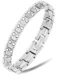 MagnetRX® Women's Ultra Strength Magnetic Bracelet - Effective Titanium Magnetic Bracelets for Women - Adjustable Bracelet Length with Sizing Tool for Perfect Fit (Silver)