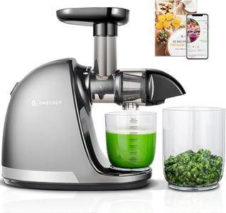 AMZCHEF Masticating Slow Juicer Machines for Whole Fruits and Vegetables,Cold Press Juicer with Reverse Function, High Juice Yield, Easy to Clean, BPA Free Juice Extractor with 2 Cups and Brush, Gray