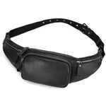 Leather Fanny Pack for Men Women-Genuine Waist Bag for Daily Hiking Travel Running Hip Bum Belt Pack Purse Wallet Cell Phone Pouch, 1030 Black
