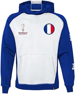 FIFA Sudadera con Capucha Oficial de la Copa del Mundo 2022, Blanco/Azul Marino, 10-12 años para Niños