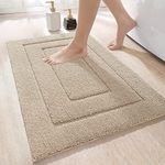 DEXI Bath Mat 50 x 80 cm, Non-Slip Bathroom Mat Machine-Washable, Ultra Soft and Water Absorbent Bath Rug for Bathroom, Tub and Shower - Beige