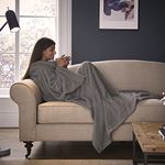 Silentnight Snugsie Wearable Blanket - Soft Teddy Fleece Blanket with Sleeves - 2-in-1 Sleeved blanket and Cushion - Supersized with Foot Pocket