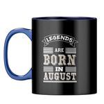 YuBingo August Birthday Gift Mug - Dark Blue Inner & Handle - Legends Born in August Design (Dark Blue Inner & Handle, Tea Cup, 310ML)