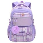 WYCY Kids Backpack School Backpacks for Girls Large Bookbags for Teen Girls Cute Book Bag with Compartments (Purple)