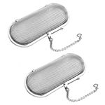 Tea Ball, 2 Pcs Tea Filter, Floating Stainless Steel Mesh Tea Infuser Oval Loose Leaf Tea Steeper Soups Oil Spice Herb Tea Strainer Holders Filter for Kitchen Cooking Office Home Supplies, Silver