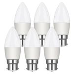 B22 Bayonet Light Bulbs, 5W (40W Equivalent) LED Candle Light Bulbs Bayonet, 2700K Warm White Energy Saving Candle Bulbs, 450LM Type B Candle Bulbs Small Bayonet for Ceiling Fan, Non-Dimmable, 6PCS