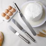 EXCEL ENTERPRISES All Icing Knife 8 Inch Stainless Steel,Icing Offset Spatula for Cake Decorating, Hangable Stainless Steel Spatula, Silver, Curved Large