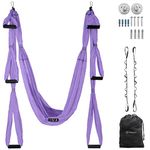 UpCircleSeven Aerial Yoga Swing Set - Ceiling Mount Accessories & eBook -Yoga Hammock/Sling Kit - Antigravity Ceiling Hanging Yoga Sling - Inversion Swing for Beginners & Kids (Purple)