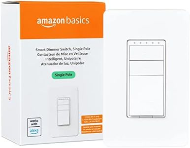 Amazon Basics Smart Dimmer Switch, Single Pole, Works with Alexa Only, 2.4 GHz Wi-Fi, No Hub Required, White, ‎2.91 x 1.79 x 4.65 inches