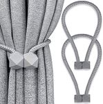 Yatinkim 2 Pack Curtain Holdbacks Magnetic Drapery Tiebacks Wall Drape Ties Backs Decorative Accessories Home Blackout Sheer Supplies Grey